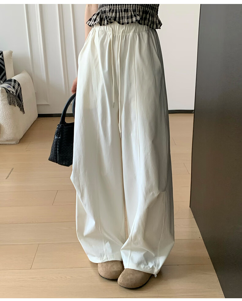 Langsha Women's Wide-Leg Pants Spring Summer Thin High-Waist Slim Cotton Feel Dual-Wear Quick-Dry Straight Loose Sports Casual Trousers 17