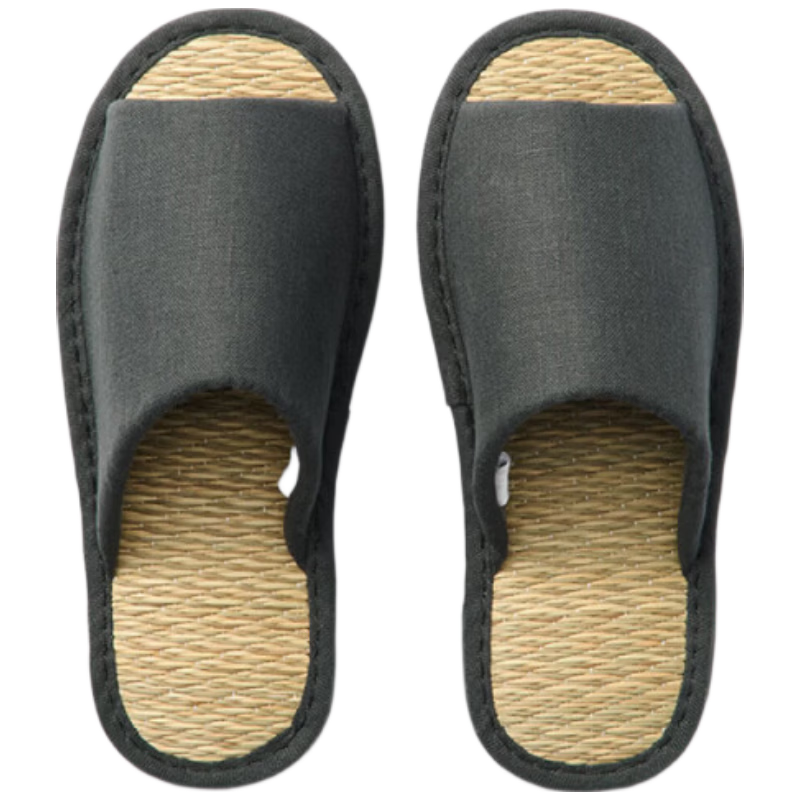MUJI Unisex Rush Grass Platform Slippers Charcoal Gray Size 42 (260mm)