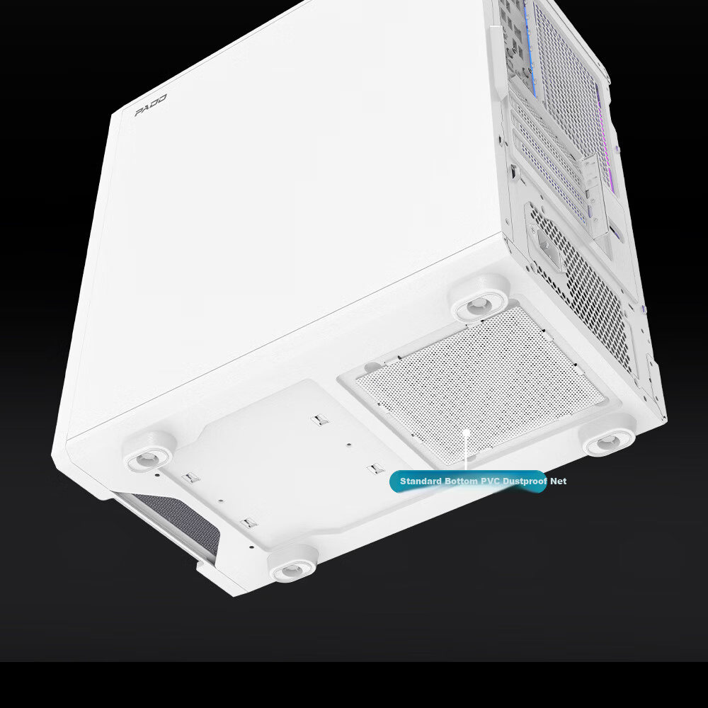 PADO Fengdu 5 Black Desktop Computer Case Supports M-ATX Motherboard with Type-C Front Panel Iron Mesh Sliding Glass Design 8 Fan Slots 12