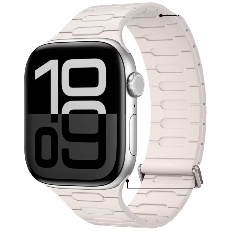 Biaodai Ge Apple Watch Band Compatible with Apple Watch S11 Silicone Magnetic iWatch S10/9 Strap Ultra 3/2 Breathable Loop Magnetic Starlight