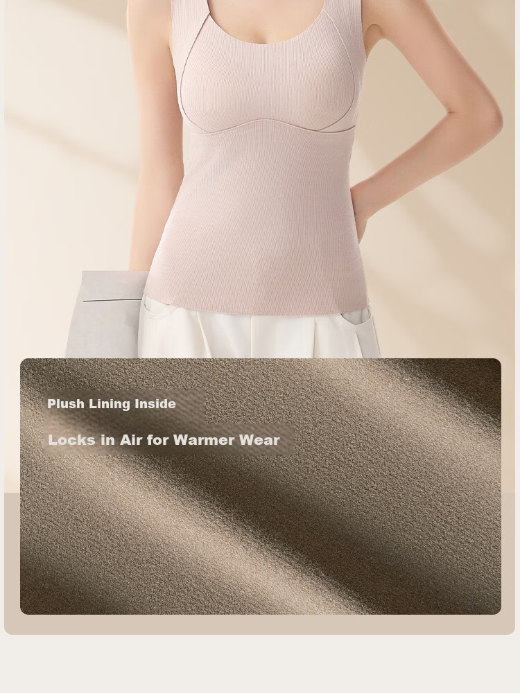 MiiOW Women's Thermal Underwear Lace Base Shirt Wool Warm Vest with Chest Pad Bra-Free 4
