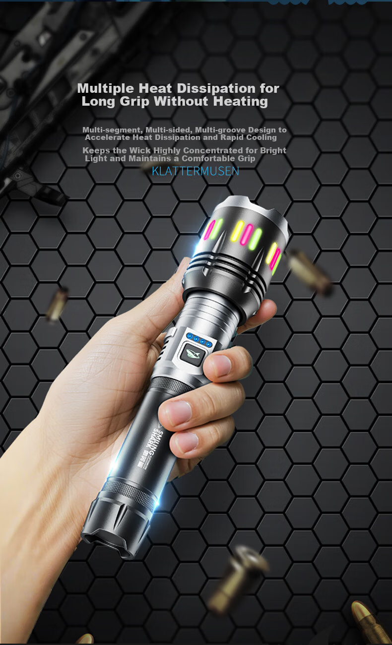 Smile Shark 5270 New High-Power Flashlight Ultra-Bright Outdoor Laser Long-Range Zoom Rechargeable with Large Capacity and Ultra-Long Battery Life 4