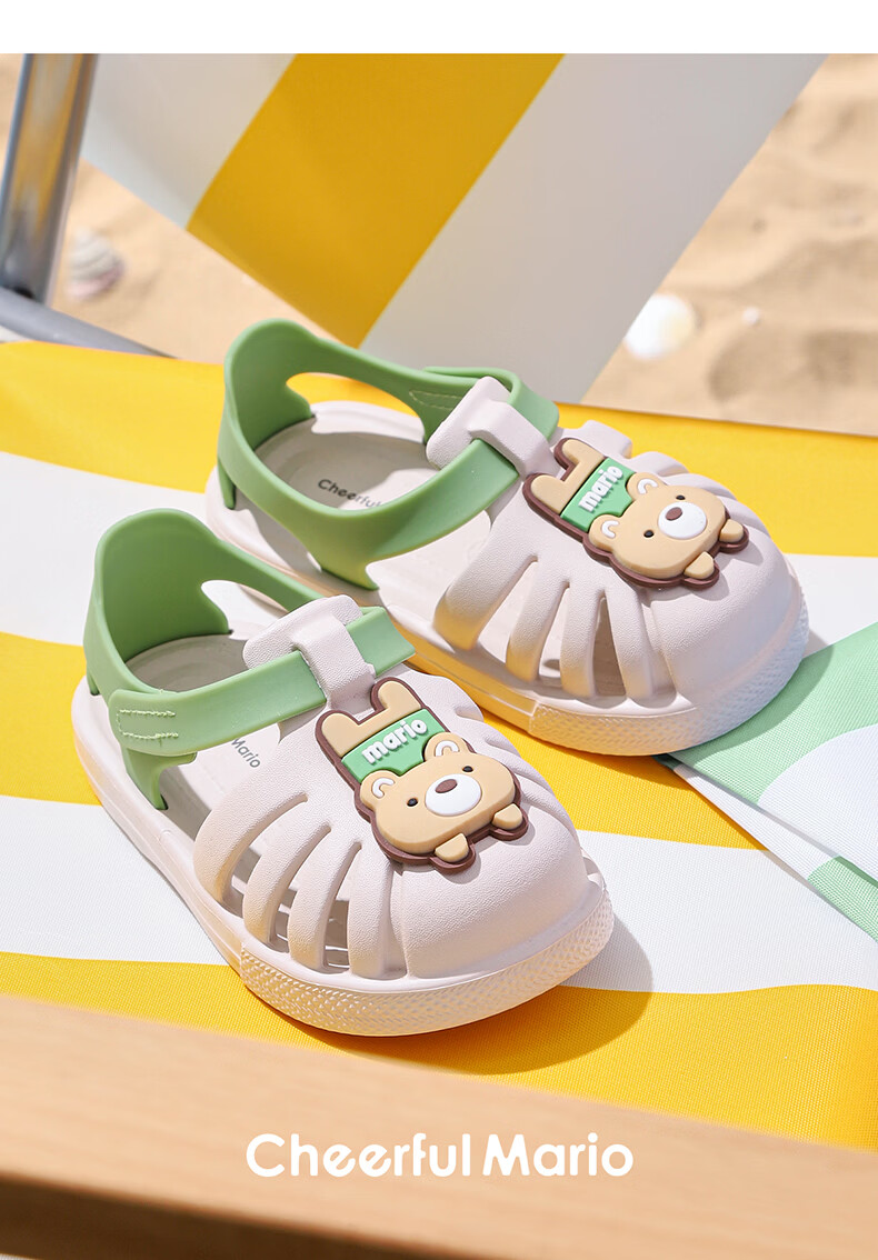 Cheerful Mario 2026 New Kids Open-Toe Sandals Girls Summer Breathable Baby Toddler Bath Shoes Boys 1-3 Years Beach Sandals 27