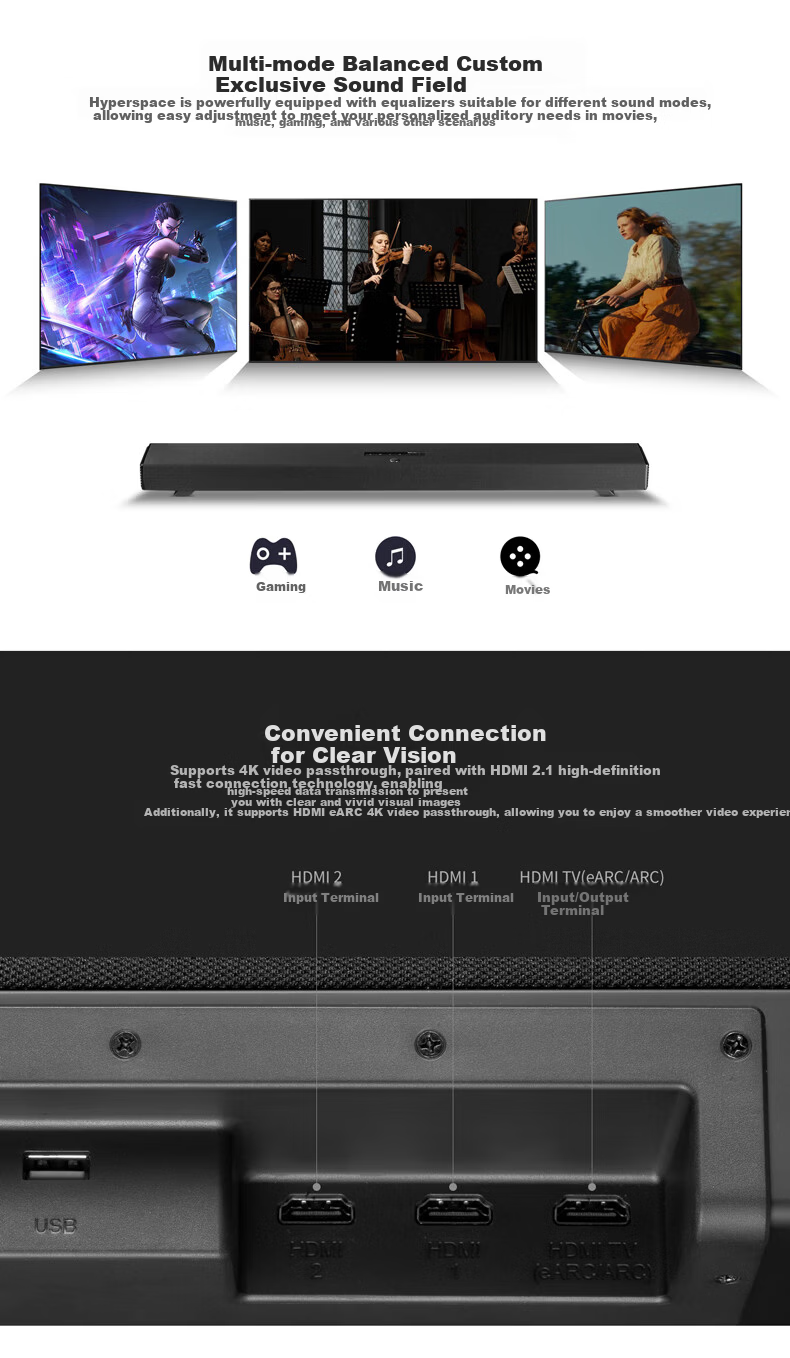 HiVi Hyperspace Soundbar 3.1.2 Channel Dolby Audio Home Theater Gaming TV Speaker Gray 5