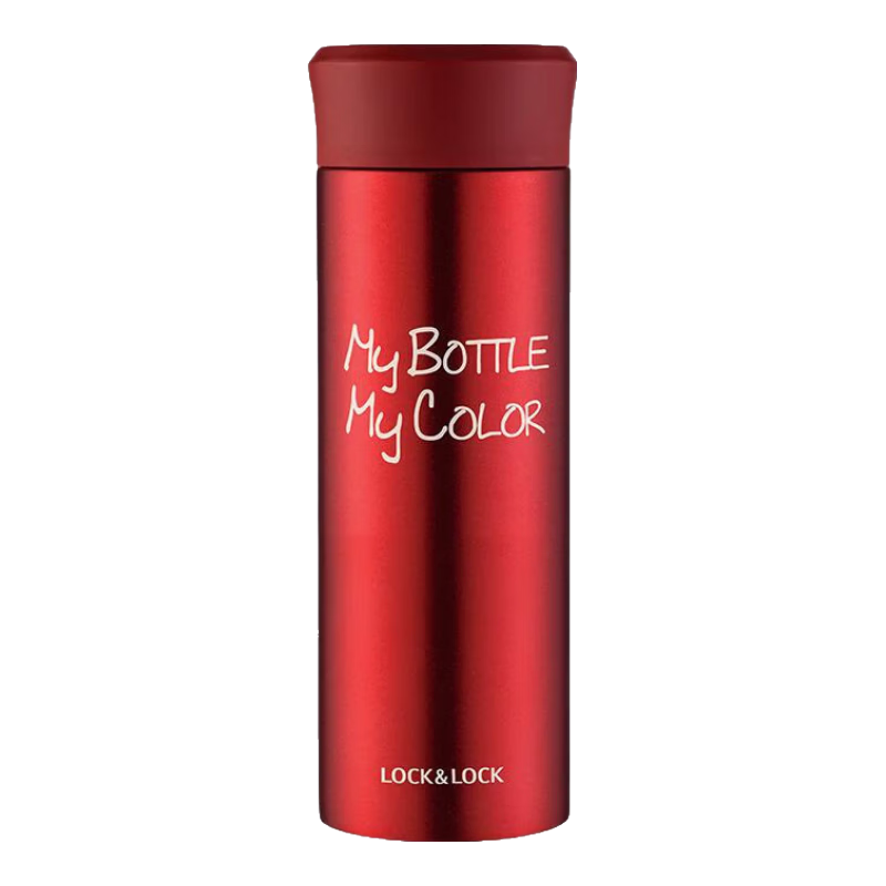 LOCK&LOCK Colorful Insulated Cup, Stainless Steel Mini Portable Water Bottle, LHC4014R Red, 330ml