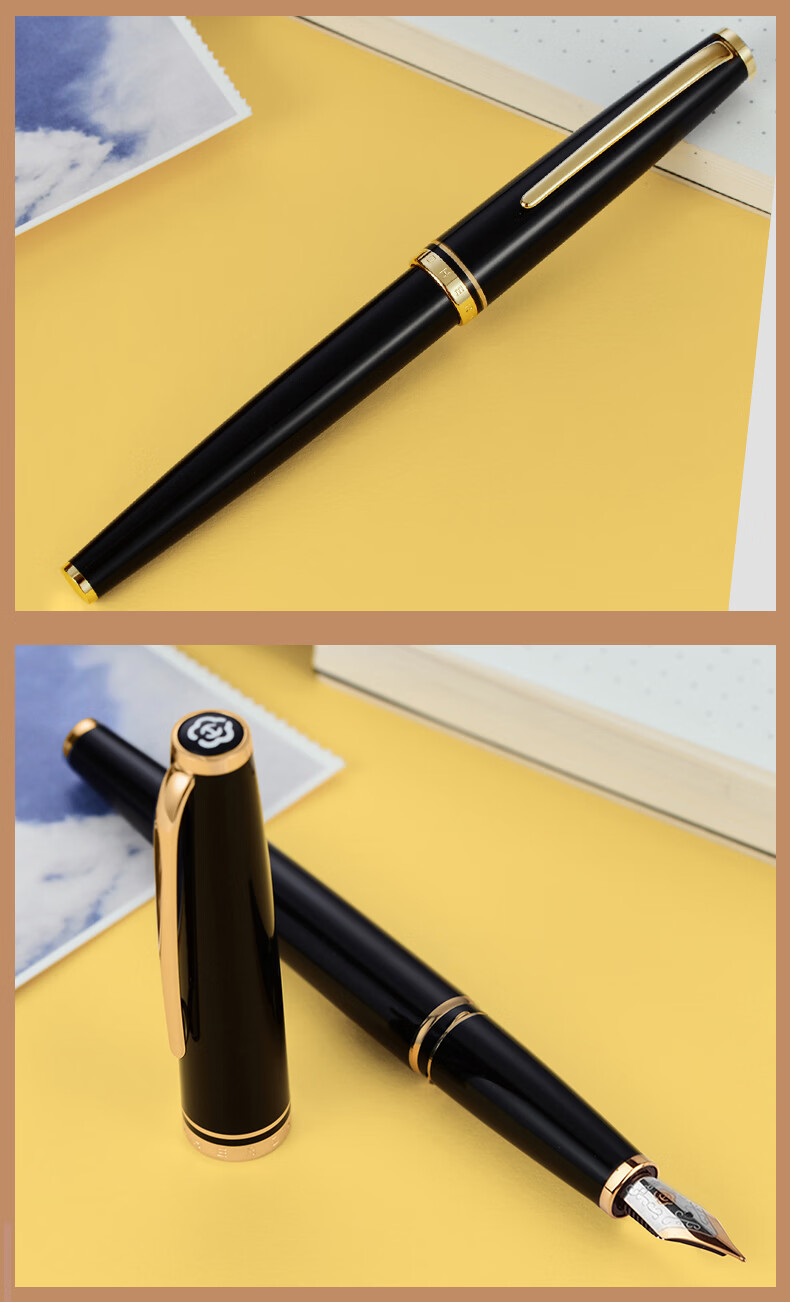 HERO 981 Black Gold Clip Business Office Iridium Nib Fountain Pen Signature Pen Gift Box Ink Set Teacher's Day Gift 12