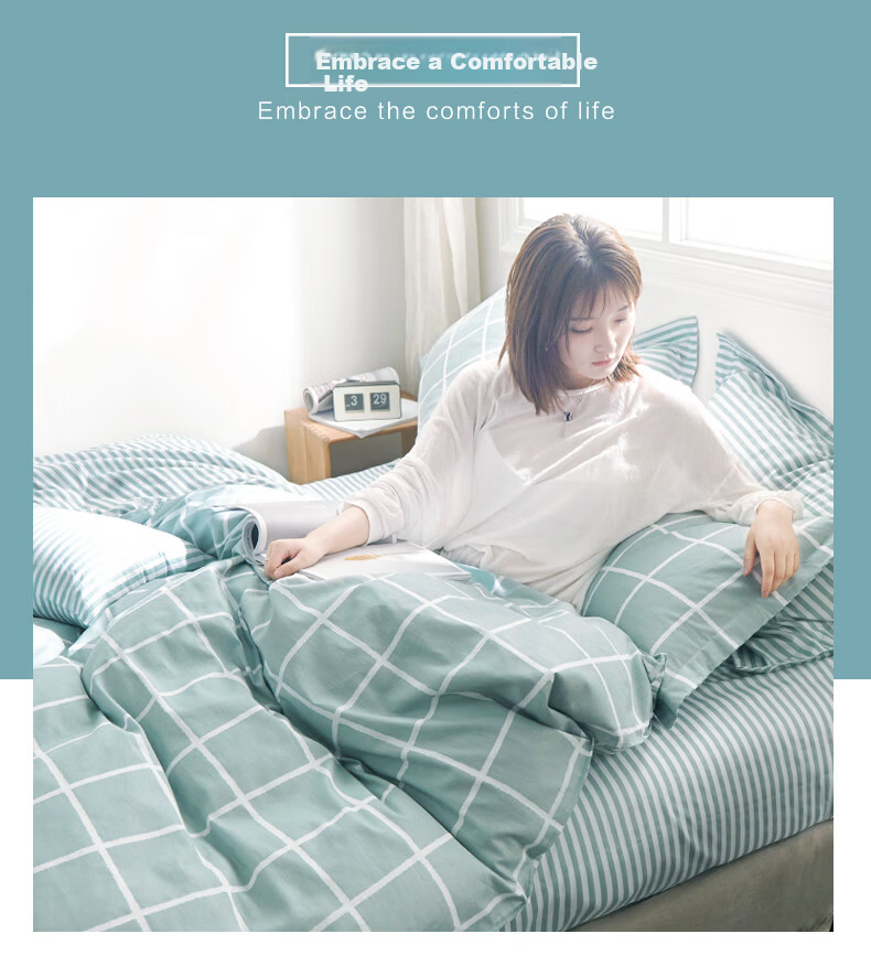 AVIVI Dormitory Bedding Set Three-Piece Student Single Bed Sheet Quilt Cover Pillowcase Yage Era Quilt Cover 150*200cm 4