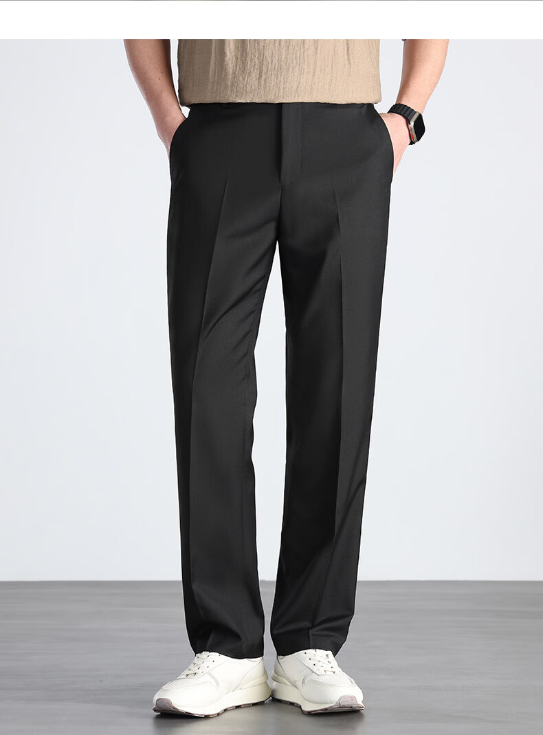 Hodo Men's Summer Thin Non-Iron Wrinkle-Resistant Business Straight Casual Dress Pants Commuter Work Trousers 10