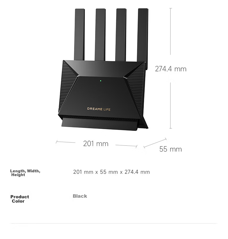 DREAME LIFE New Release High-Speed Gigabit 5G Dual-Band Wall-Penetrating Signal Boost Whole-Home Wireless Router WIFI7 24