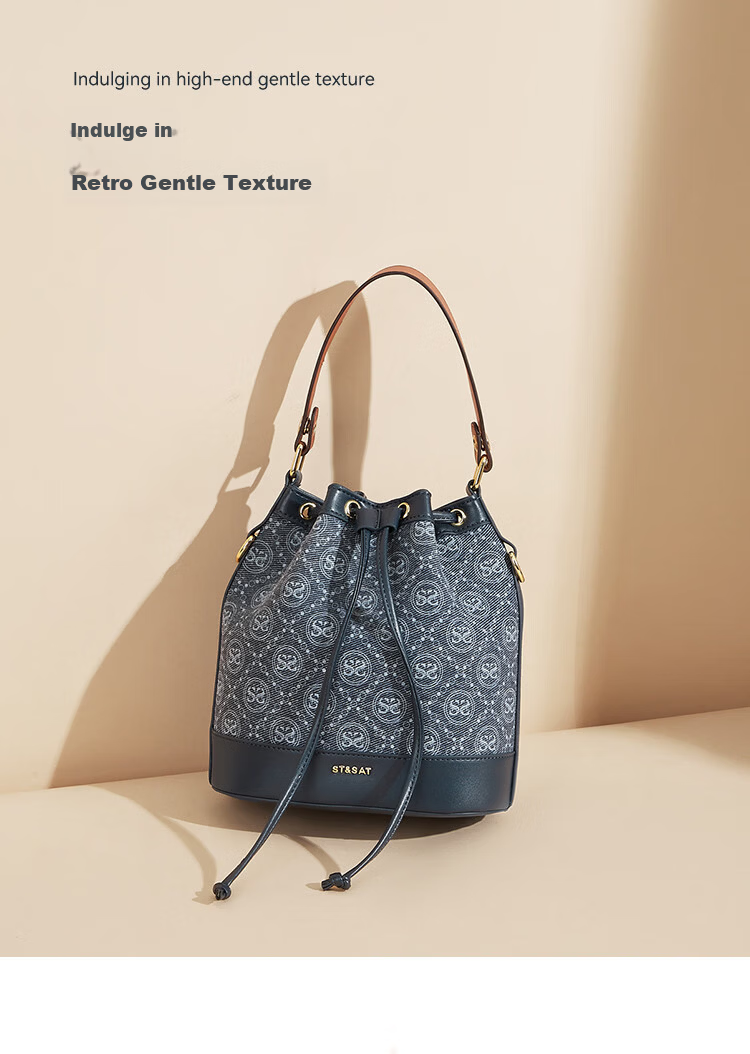 St&Sat Women's Bag 2026 New Retro Printed Bucket Bag Handbag Large Capacity Crossbody Shoulder Bag Gift for Girlfriend 5