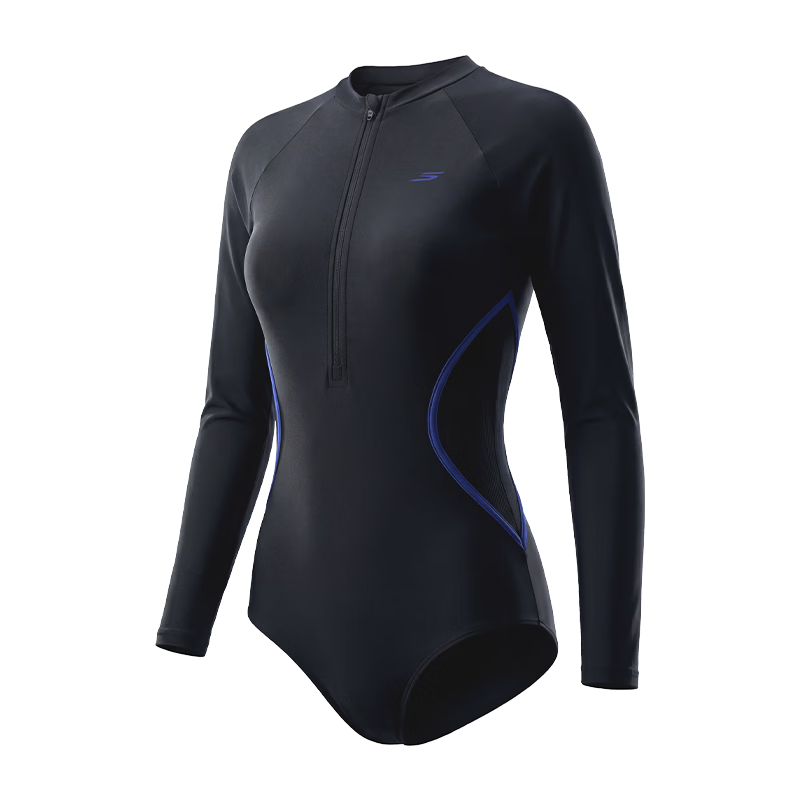Skechers Women's One-Piece Long Sleeve Sun Protection Slimming Plus Size Adult Swimsuit Tummy Control Spa Swimwear L