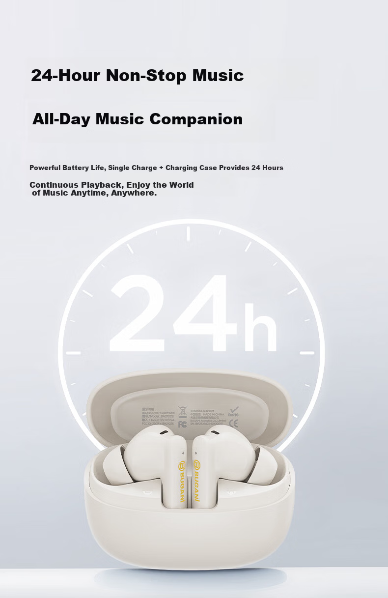 BUGANI Freebuds B20 Wireless Bluetooth In-Ear Earphones Gaming Music Sports Headphones Active Noise Cancelling Bluetooth 6.0 Long Battery Life Black 9