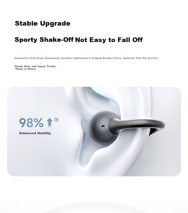 SANSUI W151 AI Translation Bluetooth Clip-On Bone Conduction Wireless Open-Ear Sports Headphones Long Battery Life Gunmetal Gray 12