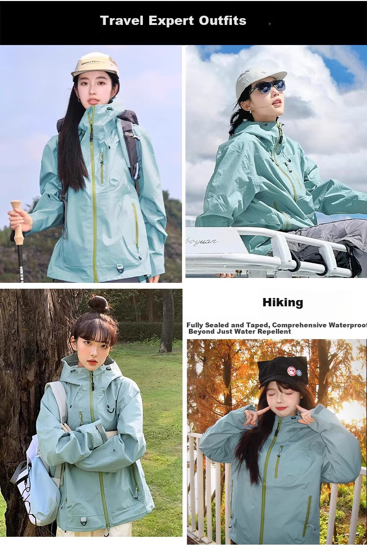 JEEP SPIRIT Outdoor 3-in-1 Waterproof Windproof Hiking Jacket Autumn Winter Couple Mountain Climbing Coat Men Secret Purple M 8
