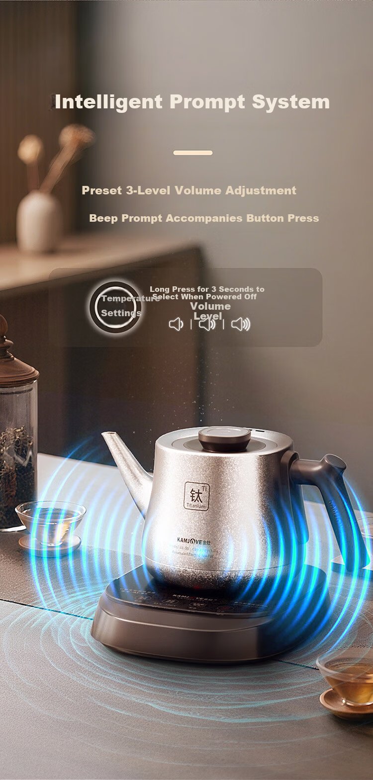 KAMJOVE Pure Titanium Electric Kettle Fully Automatic Bottom Water Supply Electric Kettle New Model Temperature Control Integrated Automatic Electric Kettle AI-95 for Boiling Water and Brewing Tea 23