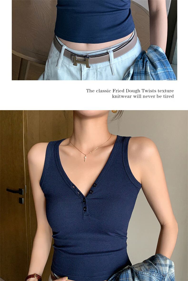 Langsha V-Neck Button Vest Women New 2026 Slim Fit Sleeveless Camisole Sexy Hot Girl Outerwear 14