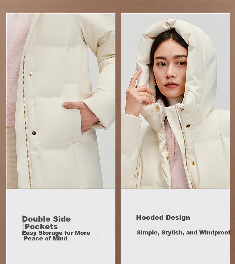 BOSIDENG Women's Winter Goose Down Long Hooded Business Warm Coat Hot Sale 15