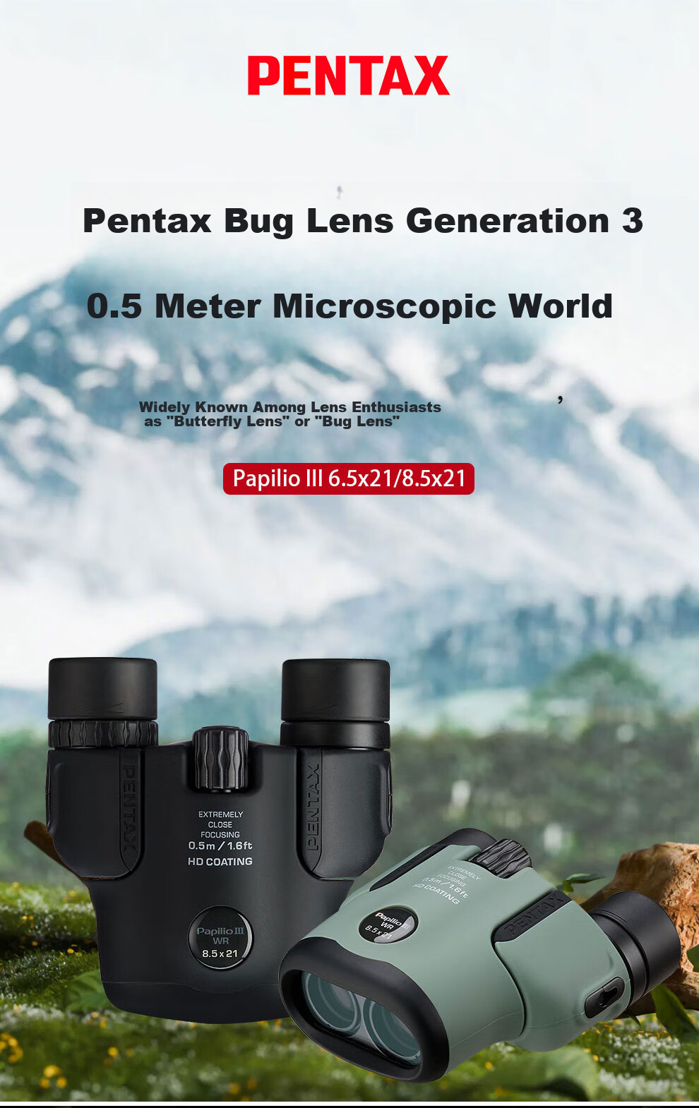 PENTAX Insect Lens III 8.5x21 Black Waterproof Macro Binoculars for Theater Museum HD Photography 5