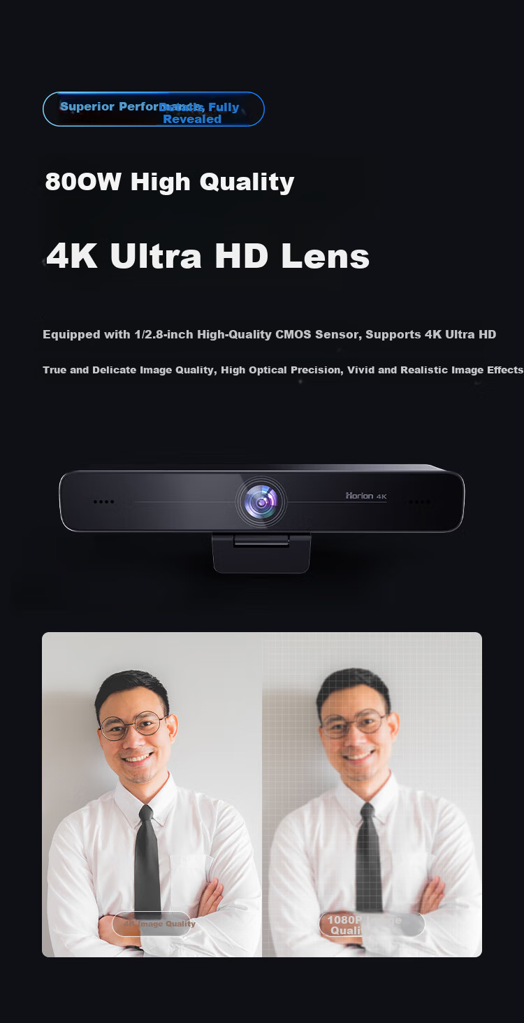 Haoli Video Conference Camera All-in-One Microphone 4K Ultra HD Digital Zoom Conference Room Camera Smart Framing Video Conference Equipment HC-5M 4