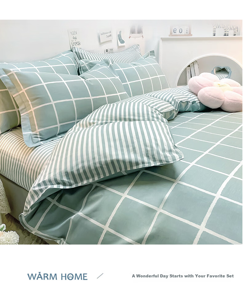 AVIVI Dormitory Bedding Set Three-Piece Student Single Bed Sheet Quilt Cover Pillowcase Yage Era Quilt Cover 150*200cm 9