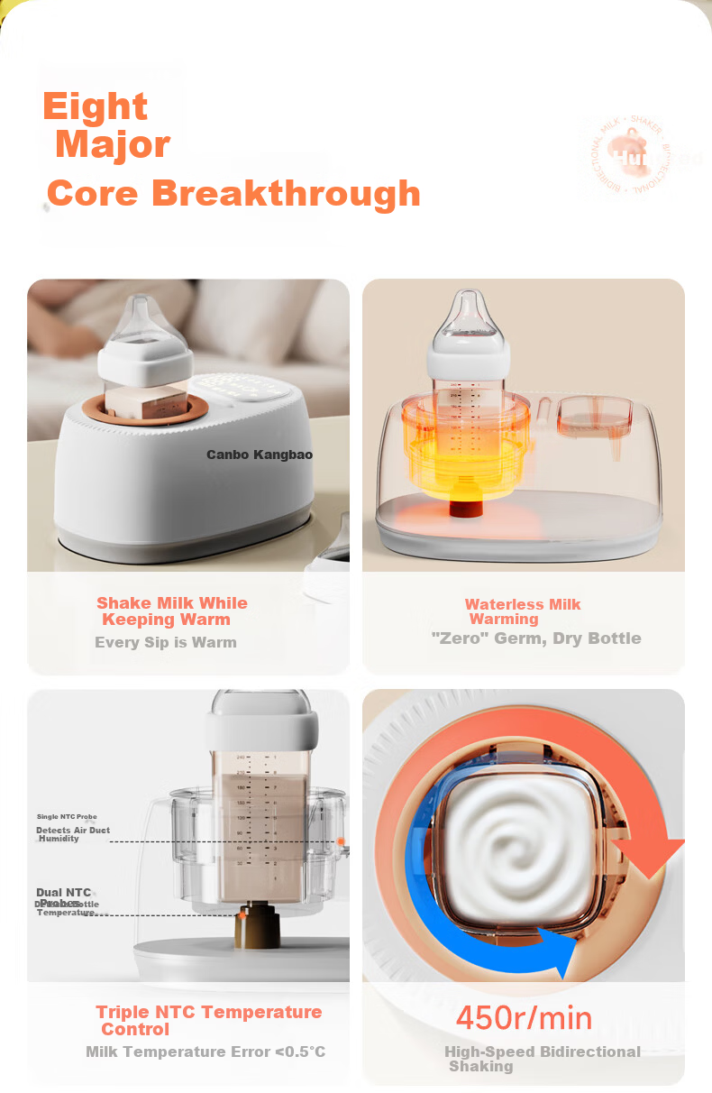 Canbo Baby Bottle Warmer and Milk Mixer 2-in-1 Automatic Milk Preparation and Heating Device Waterless Infant Milk Warmer 3