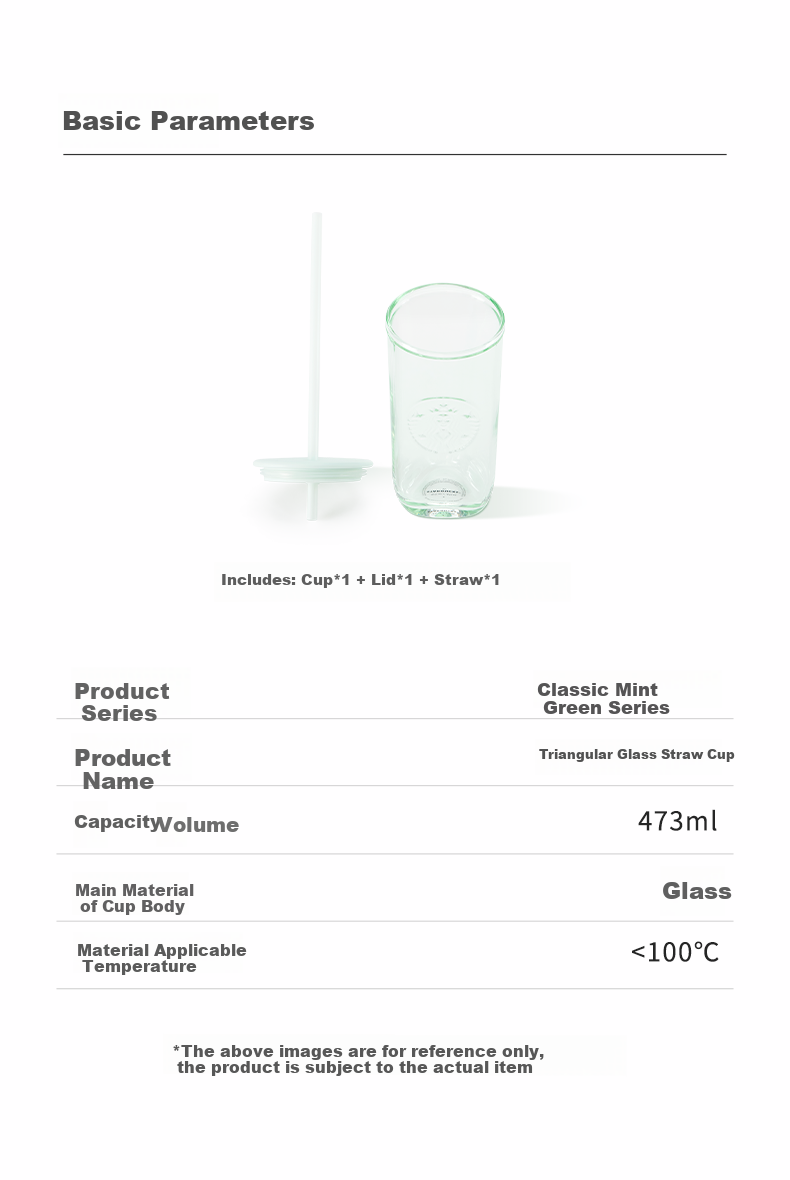 Starbucks Mint Green Series Triangular Glass Straw Cup 473ml Coffee Tea Water Cup Women's Day Gift 6