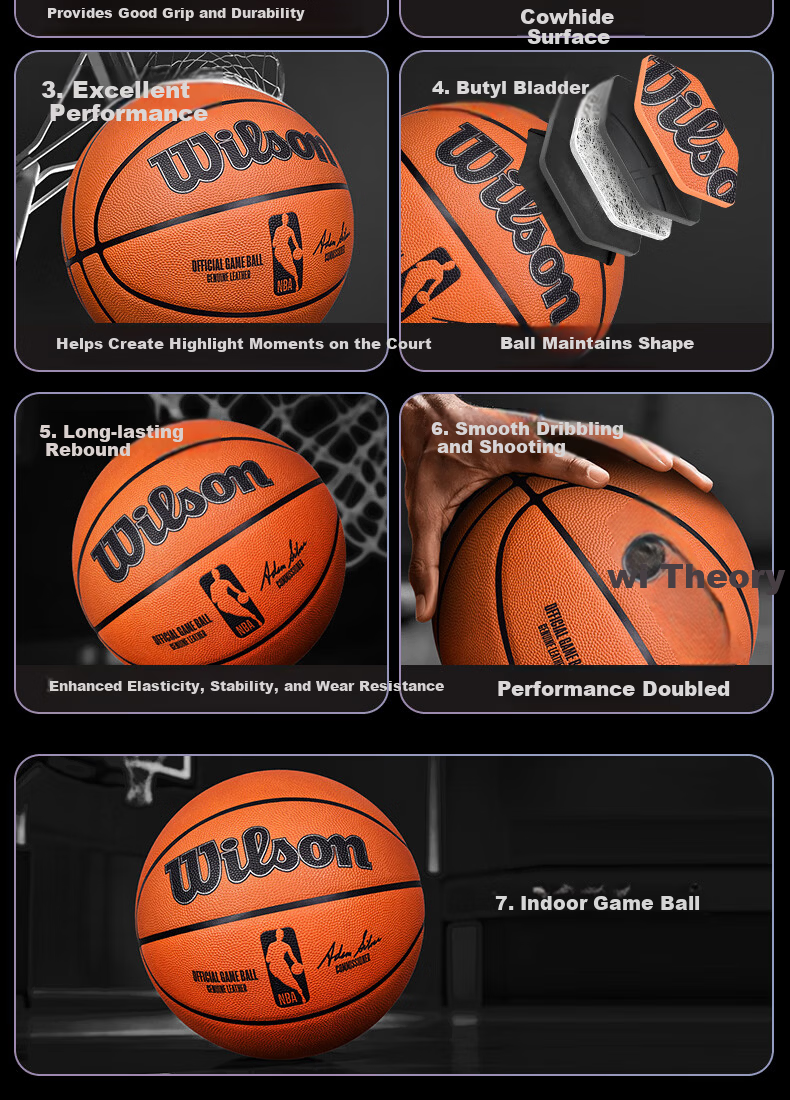 Wilson Basketball, Size 7, Moisture-Absorbing PU Ultra-Fine Fiber, AUTHENTIC Professional Competition, Adult Seven Basketball 4