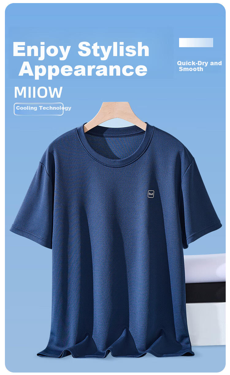 Miiow Men's Cooling Quick-Dry Short Sleeve T-Shirt Summer Ice Silk Thin Breathable Sports Casual Top White 3XL 5