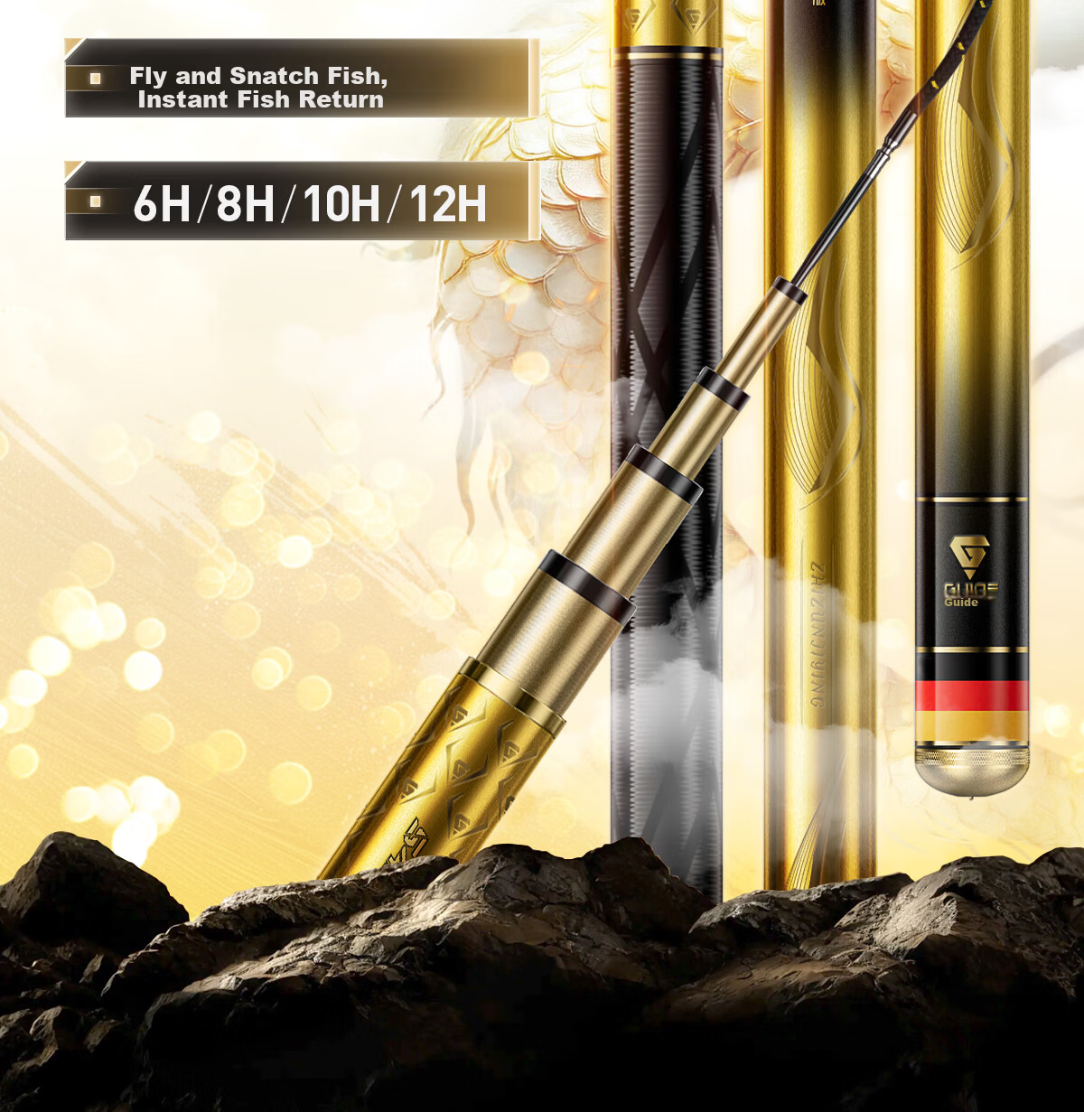 Lingluren Supreme Extreme Hard Second Generation Black Pit Fishing Rod Hand Rod 19-Tune Taiwan Fishing Rod Ultra-Light Ultra-Hard Fishing Rod 4.5m 6H 2