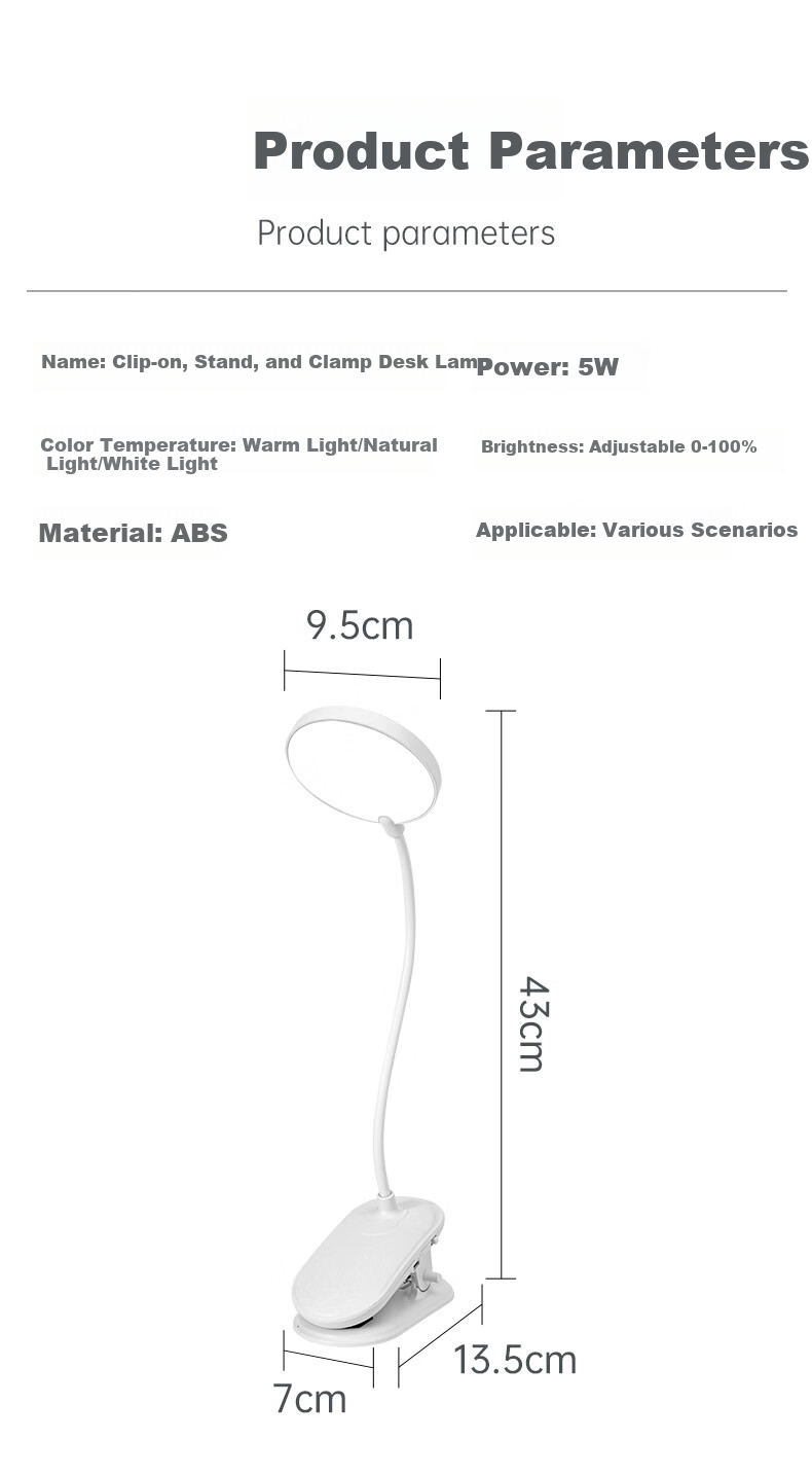 HP Precision Eye Protection Study Pen Holder Desk Lamp AA Grade Student Kids Reading Bedside LED Rechargeable Desk Light 12