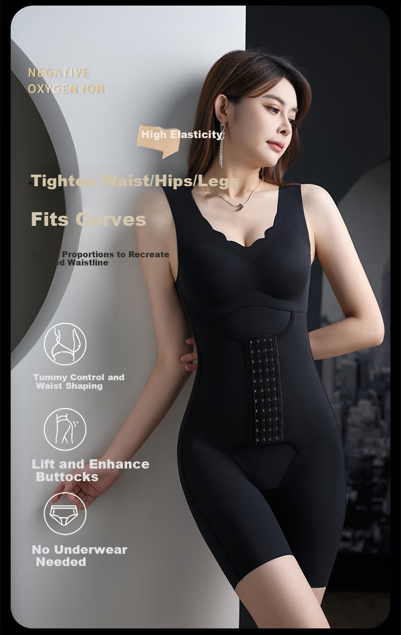 LangSha Postpartum Shaping Bodysuit Strong Abdomen Control Waist Trainer with Chest Pads Removable Back Slimming Body Shaper 9