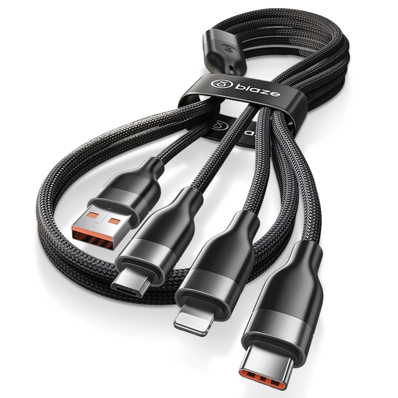 BIAZE 3-in-1 Super Fast Charging Cable 100W Multi-Head Car Charger Compatible with Type-C Android Apple iPhone 17/16/15 Huawei Xiaomi Phones
