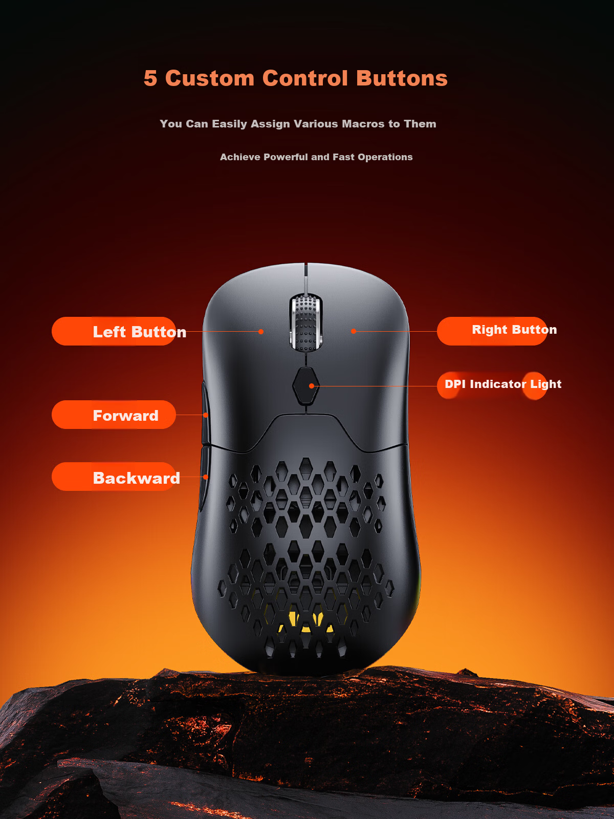 AOC GM530 Wireless Bluetooth Tri-Mode Laser Gaming Mouse RGB Backlit Replaceable Top Cover Left and Right Button Micro Switches White 8