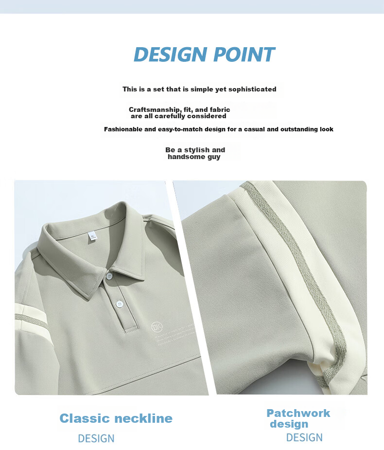 Jeanswest Outdoor Sports Short Sleeve T-Shirt Set for Men Summer Half Sleeve Top and Shorts Ice Cooling Quick-Dry Casual Two-Piece Set Light Khaki XL 8