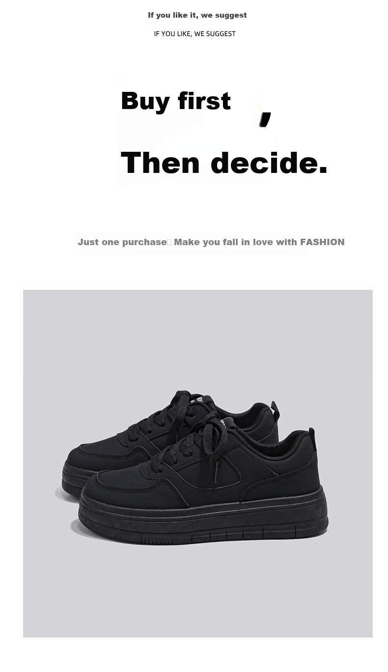 Global Original Black Matte Women's Shoes 2026 New Spring Korean Style Casual Thick Sole Sports Sneakers 18