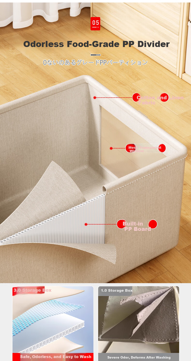 Zhifan Japanese Clothing Storage Box Household Fabric Foldable Organizer for Clothes and Pants Wardrobe Layer Divider 10