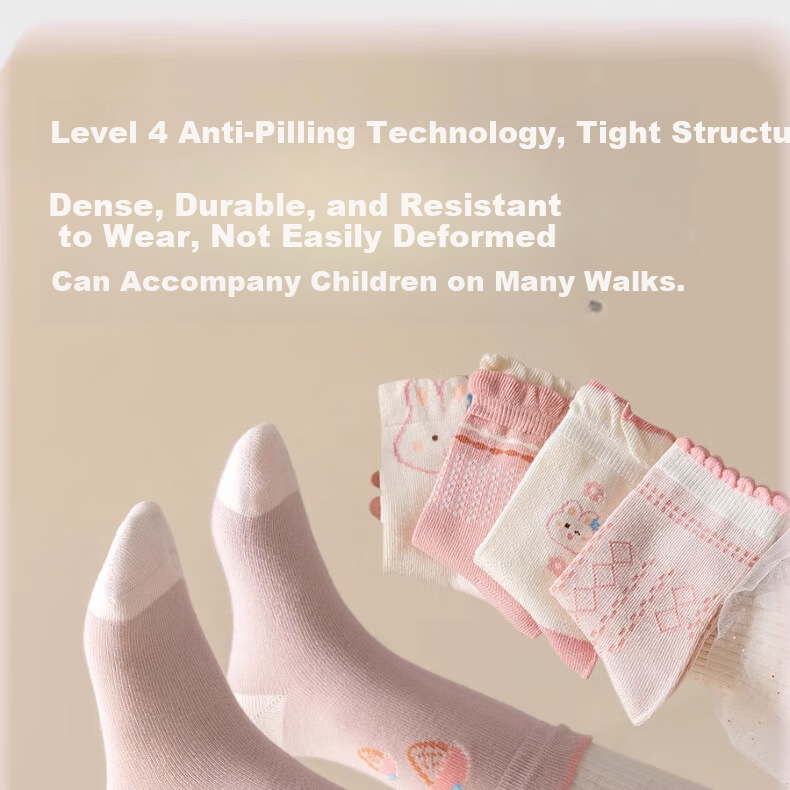 Mianqixiong Girls' Mid-Calf Cotton Socks Spring and Autumn Breathable Cartoon Cute Children's Socks EW36 - 5 Pairs - Size 13-16 13