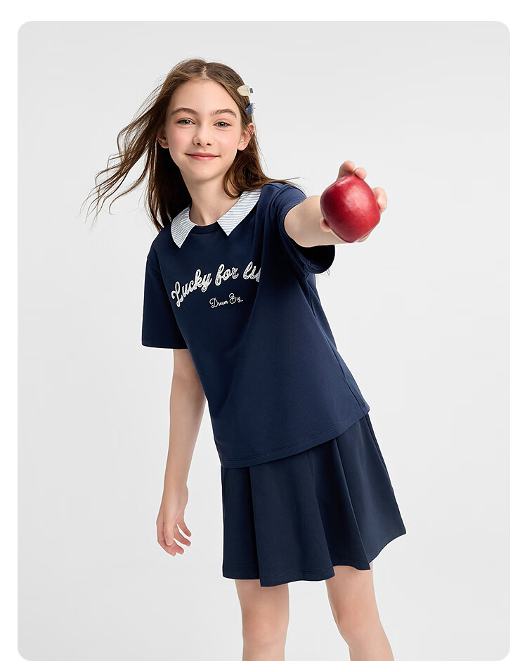 Balabala Kids Short Sleeve Set Big Kids Two-Piece 2026 New Summer Girls T-Shirt Pants Sports Trendy 20