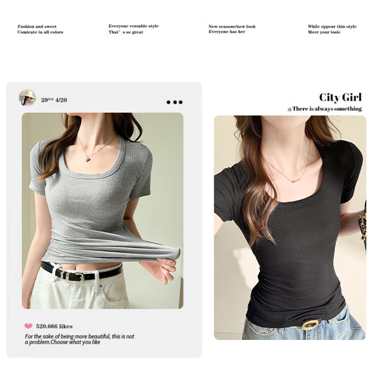 Langsha Women's Summer Vest Classic Square Neck Ribbed Slim Fit Sheer-Resistant White T-Shirt for Outerwear and Layering 4