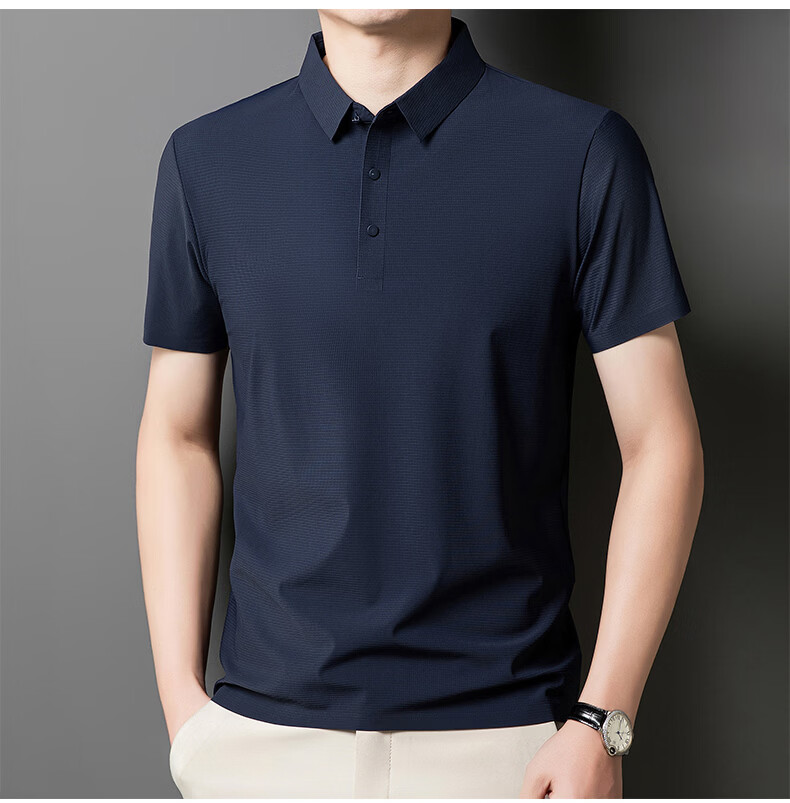 ROMON Ice Silk POLO Shirt, Breathable Lucky Pattern Short-Sleeve T-Shirt, Moisture-Wicking, Sun-Protective, Quick-Drying, Wrinkle-Resistant Top, Light Gray, XL 32
