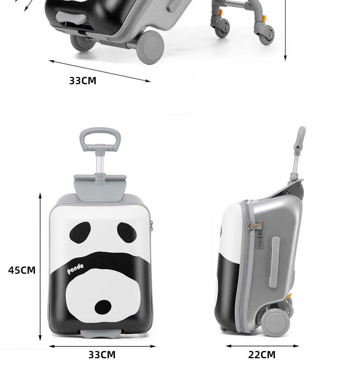 DELETE Kids Ride-On Luggage Suitcase with Detachable Handle for Travel and Boarding 11