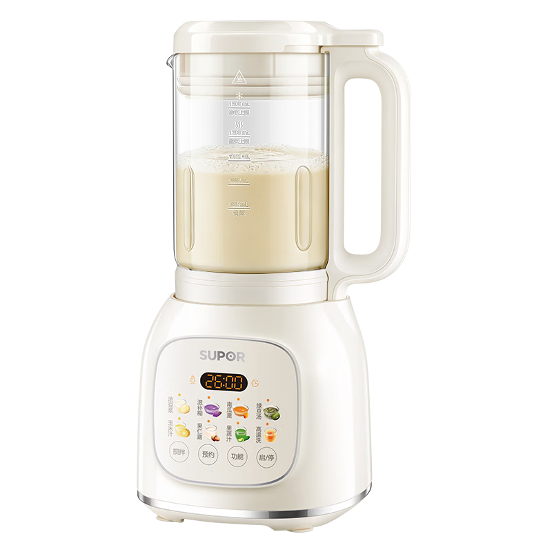 SUPOR Titanium Coating Low-Noise Blender 1.5L Fully Automatic No-Cook Soymilk Maker New Model for 3-4 People Noise Reduction Self-Cleaning Juicer Multi-Grain Processor SP205T