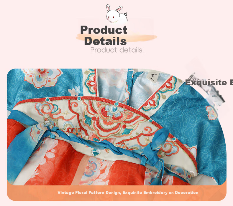 Menghu Yaoguang Hanfu Girls' Traditional Chinese Style Spring and Autumn New Children's Ruqun Dress Red 120cm 3