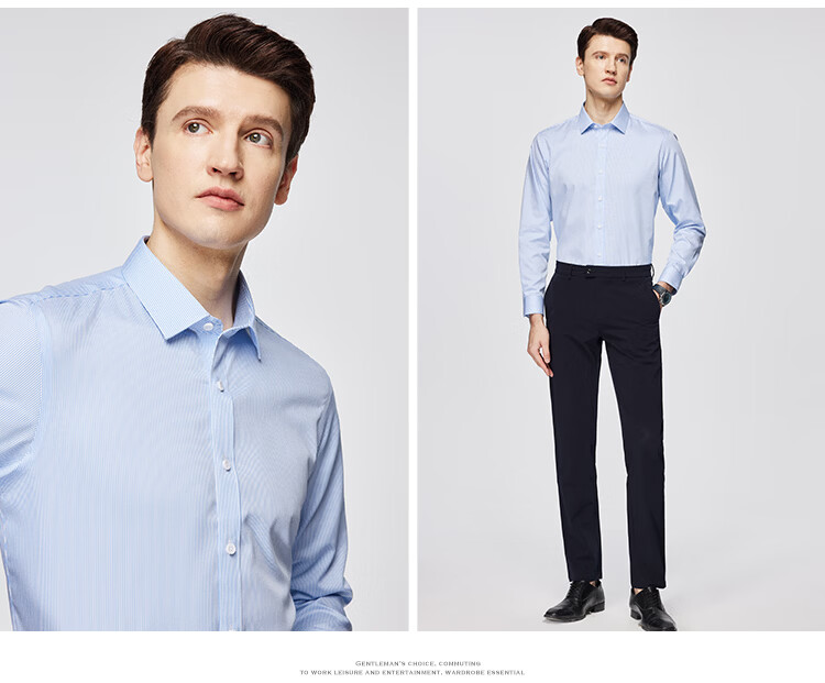 FIRS [100% Cotton Wrinkle-Free] Machine Washable Long-Sleeve Shirt for Men, High-End Pure Cotton Business Casual Long-Sleeve Dress Shirt 15