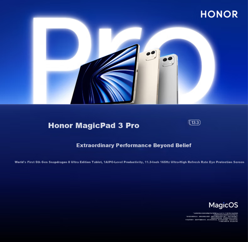 Honor MagicPad3 Pro 13.3-inch Tablet [National Subsidy] 5th Gen Snapdragon 8 Supreme Edition Chip Starry Gray 16+512GB Refreshed Version 2