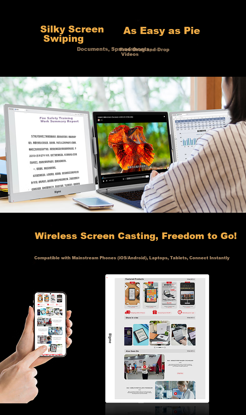 BIGME B13 New 13.3-inch Ultra HD High Refresh Rate Color E-Ink Display Screen Eye Protection Reading 30Hz Color Screen Front Light + Touch Screen 9