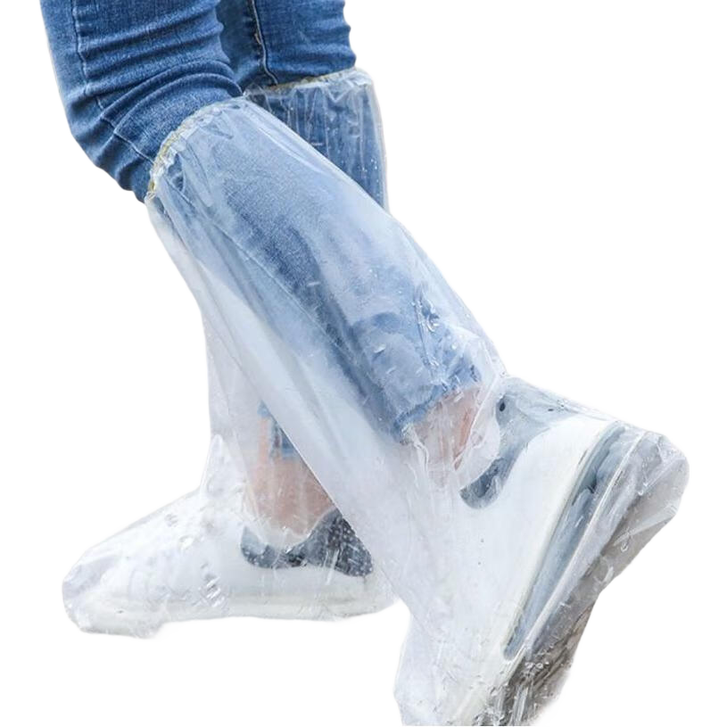 Jtrip Disposable Rain Shoe Covers 6-Pack Waterproof Thickened Non-Slip Long Plastic Boot Covers for Men, Women, and Children