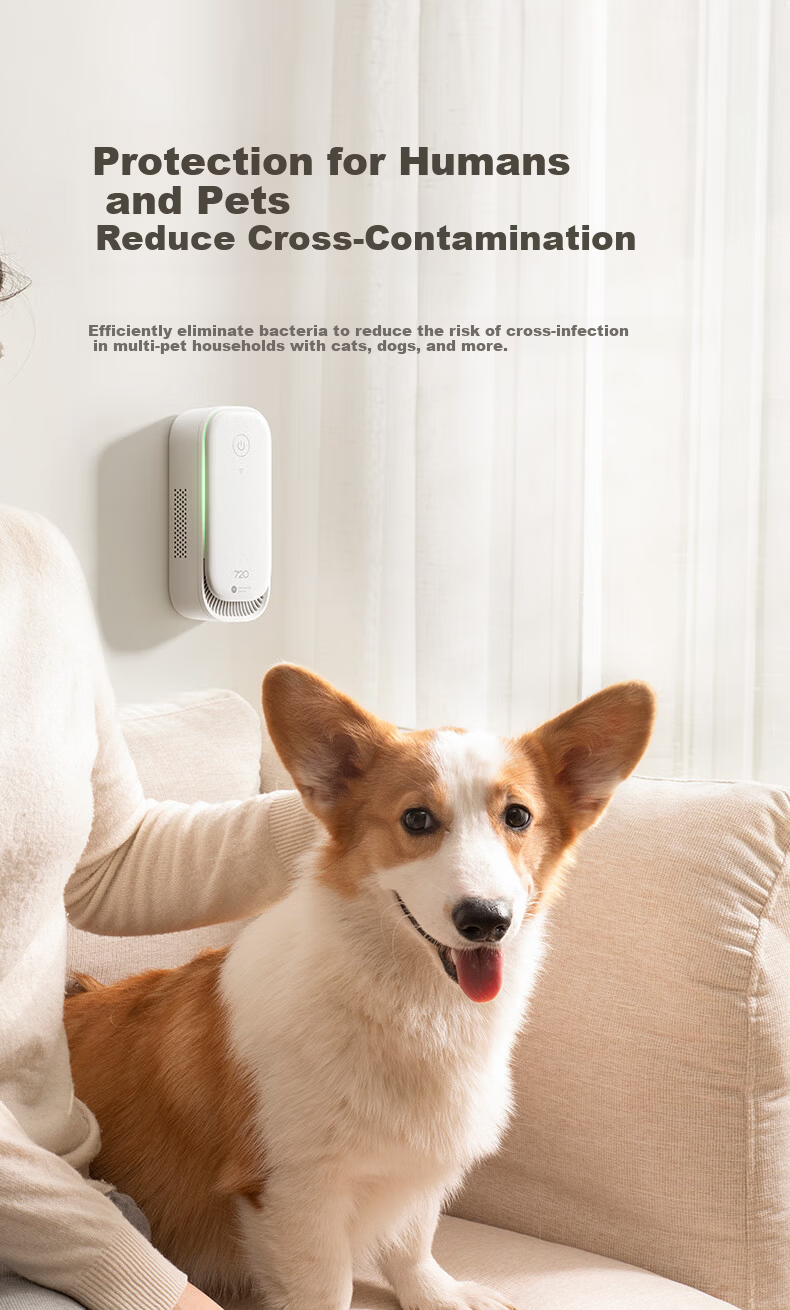 720 Pet Odor Removal Air Purifier for Cat and Dog Litter Odor, 99.9% Sterilization, Negative Ion Super Oxygen Deodorizer, Bathroom Freshener, Zero Consumables, Huawei Smart Link 9