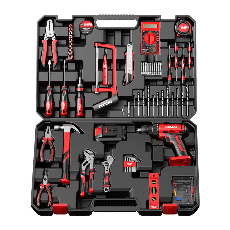 Delixi Electric Lithium Drill Set Household Toolbox Hardware Electric Woodworking Repair Multifunctional Electric Drill 12V Enhanced