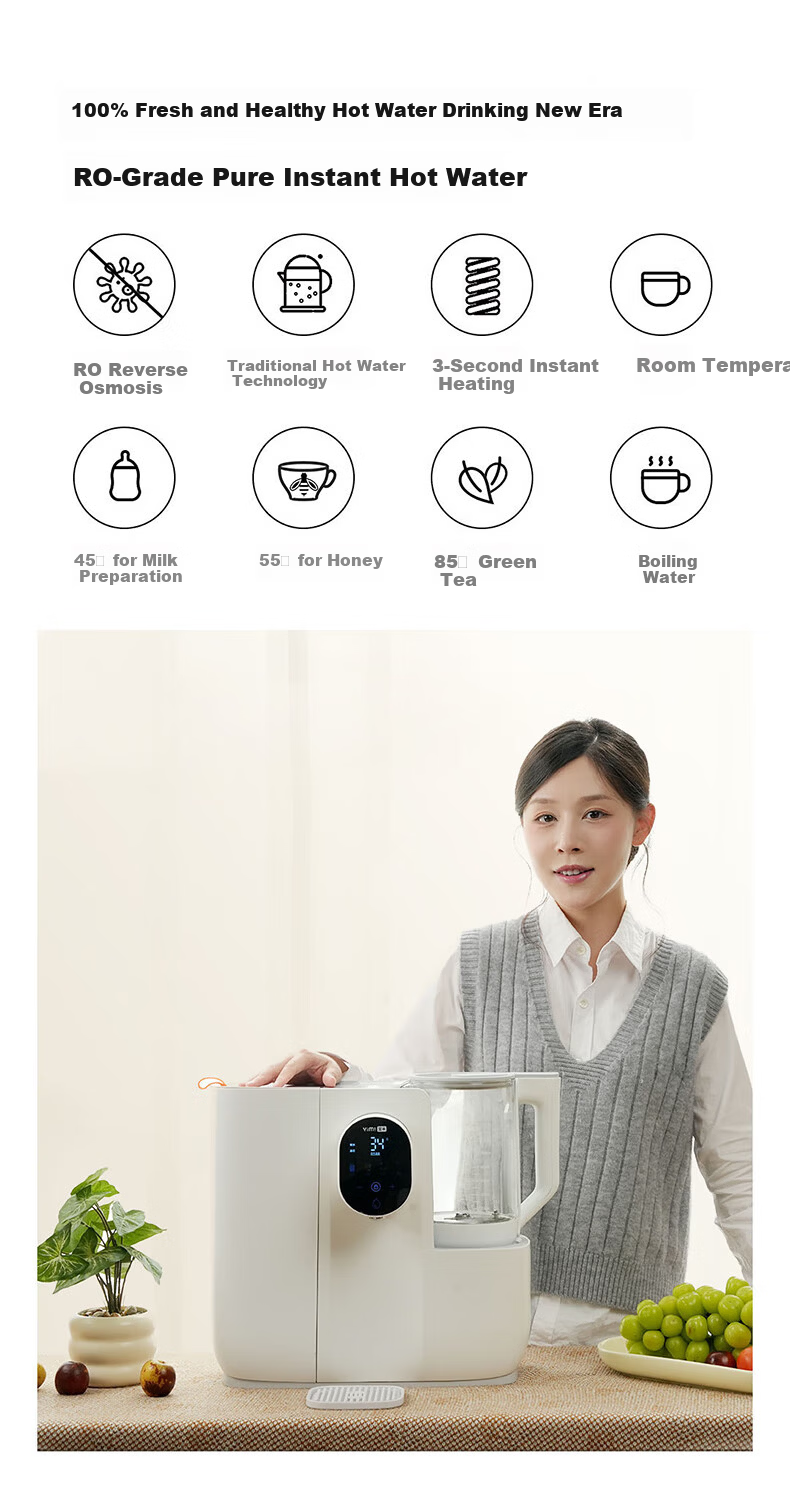 YIMI Desktop Water Purifier Heating Direct Drinking Integrated Machine Small Installation-Free RO Reverse Osmosis Constant Temperature Electric Kettle Instant Hot Water iP600H 3